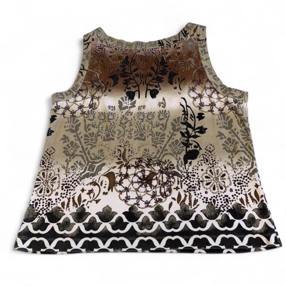 3/$20 Vintage Y2K White Stag Abstract Geometric Floral Tank Top Women’s XL 2000s - Picture 4 of 6